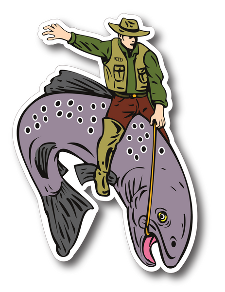 Trout Wrangler Fish Rider Sticker